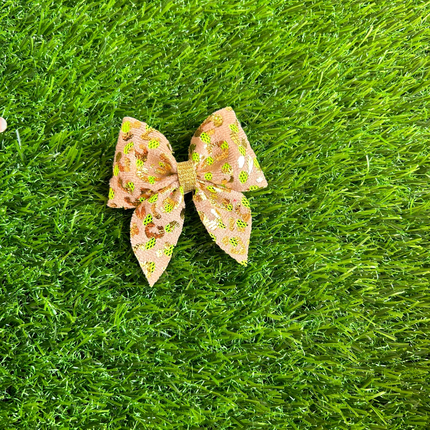 Beige Leopard Sailor Bow