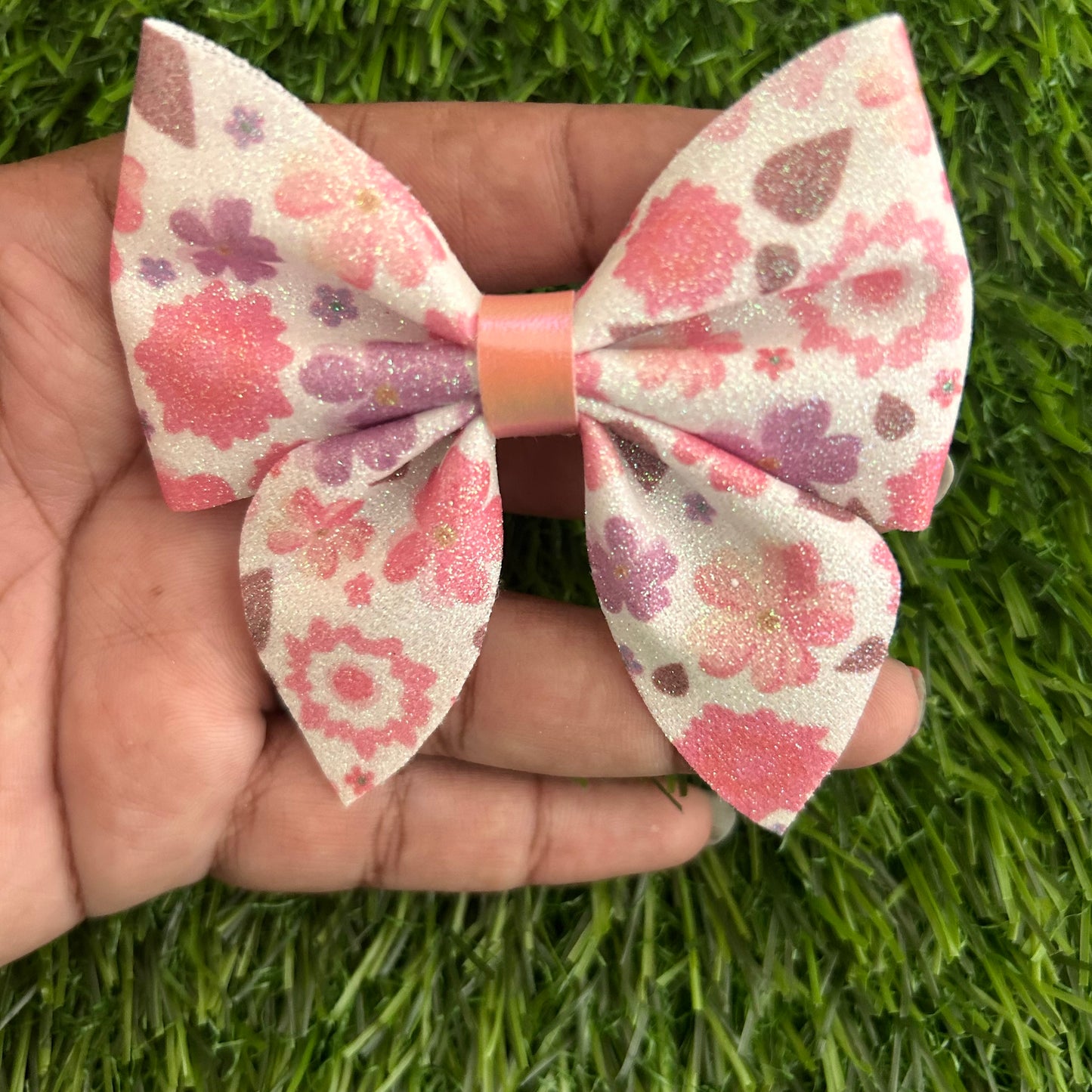 Pink Floral Sailor Bow