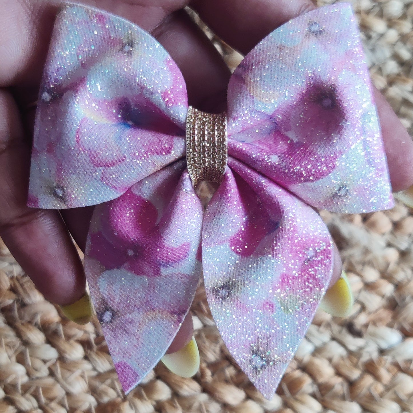 PinkGlitter Flower Sailor Bow