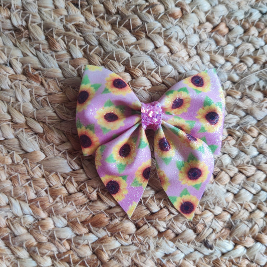 Pink Sunflower Sailor Bow