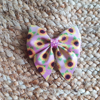 Pink Sunflower Sailor Bow