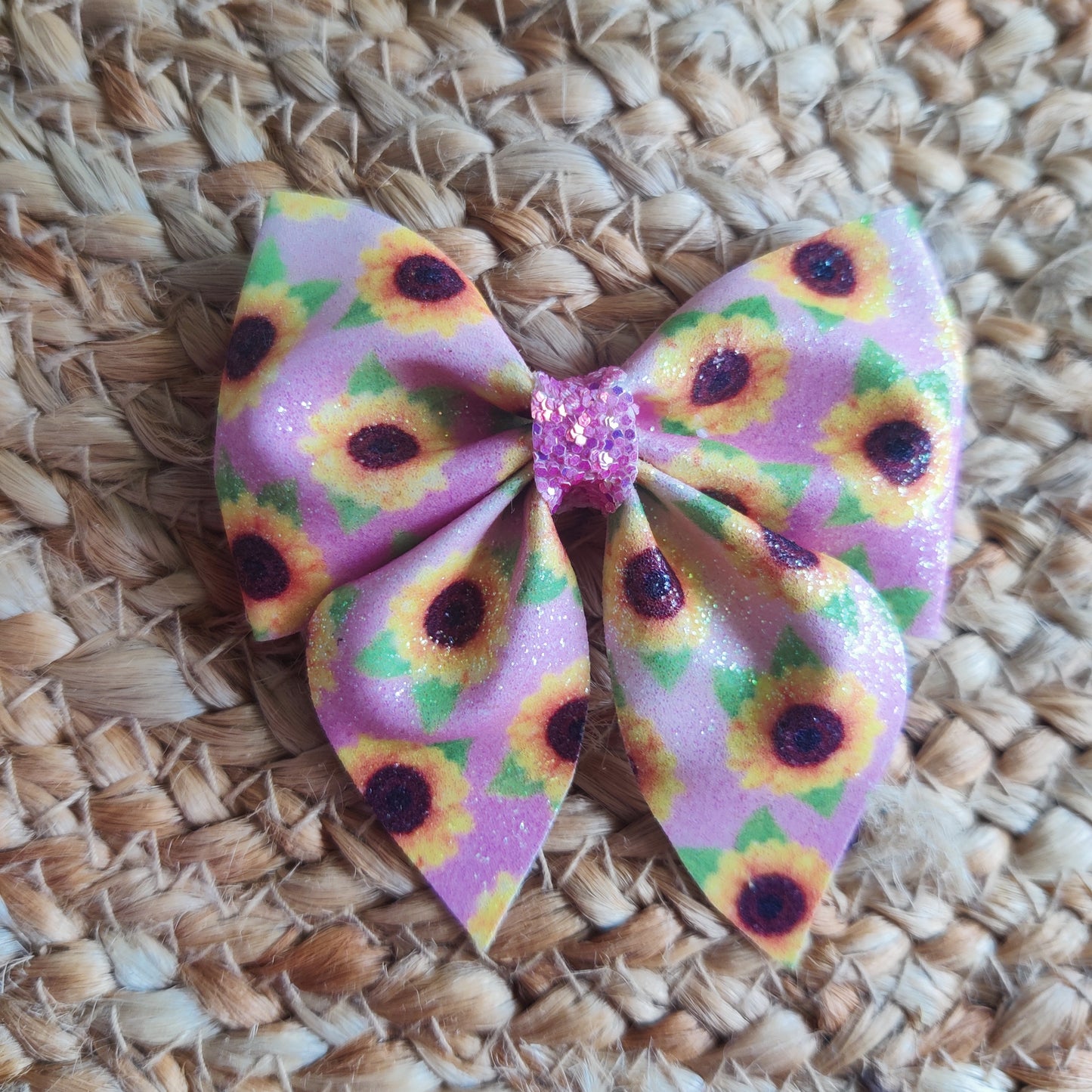 Pink Sunflower Sailor Bow