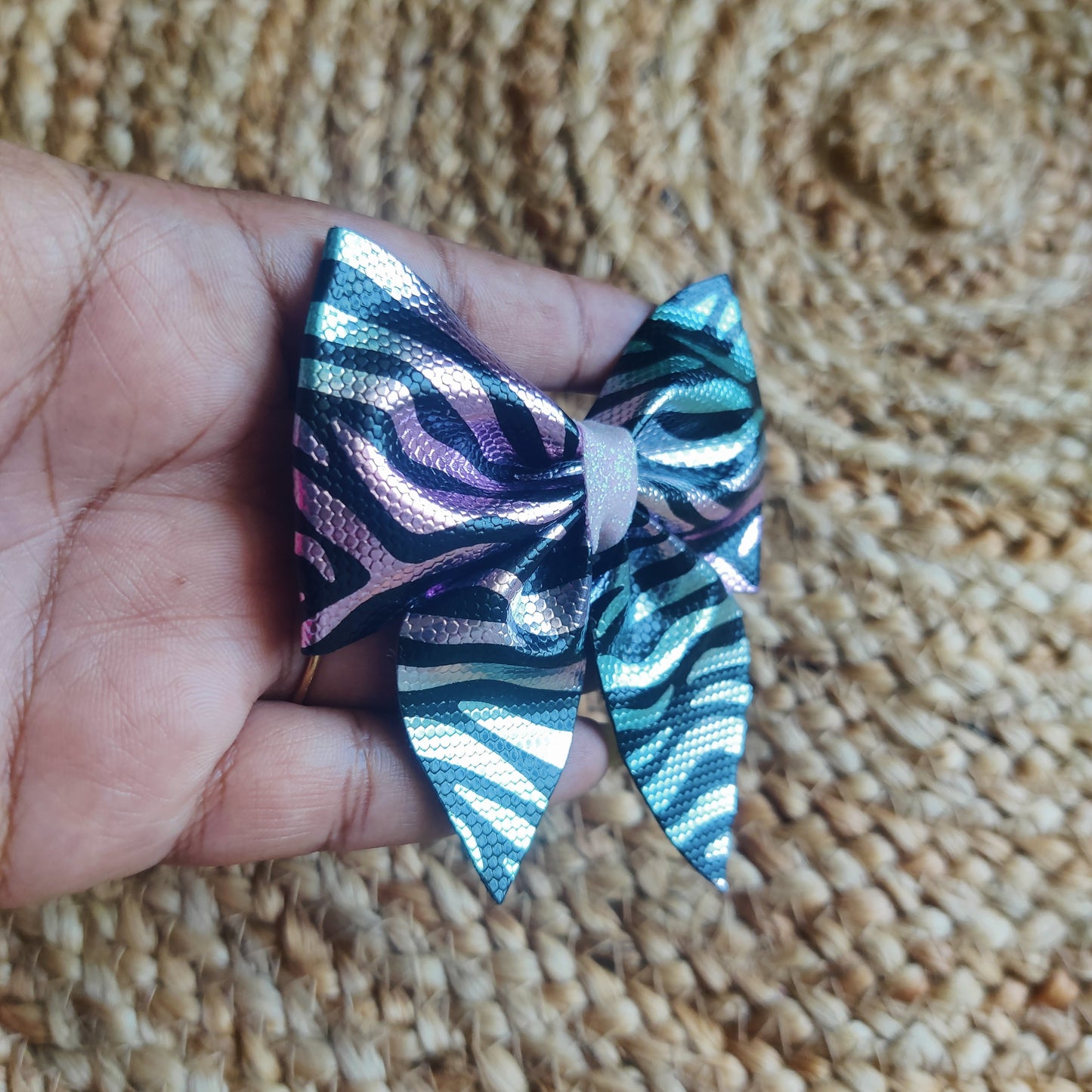 Holographic Zebra Sailor Bow