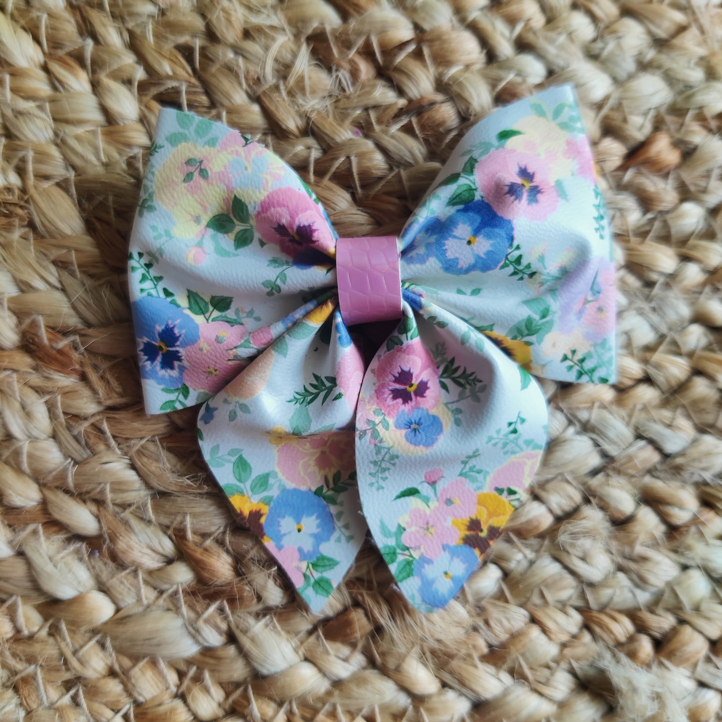 White Floral Sailor Bow
