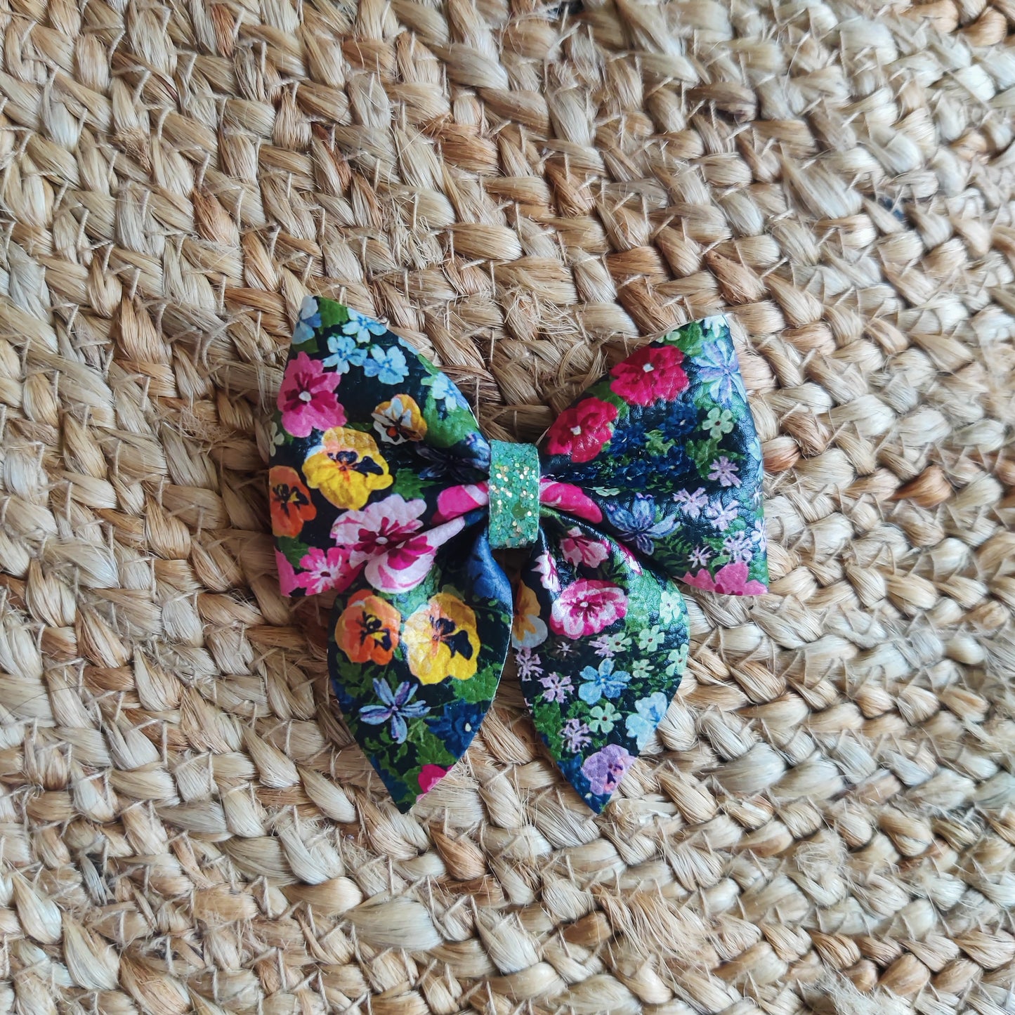 Darkgreen Floral Sailor Bow