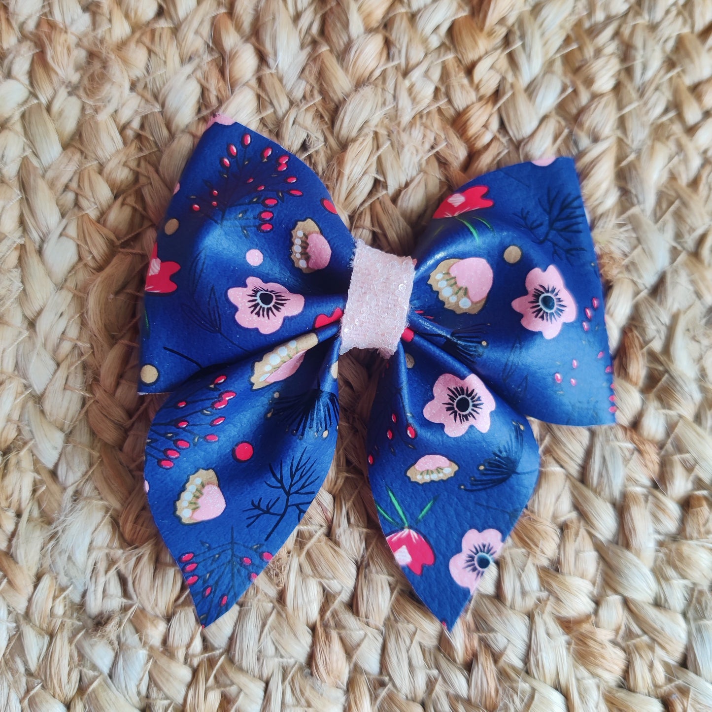 Navyblue Floral Sailor Bow