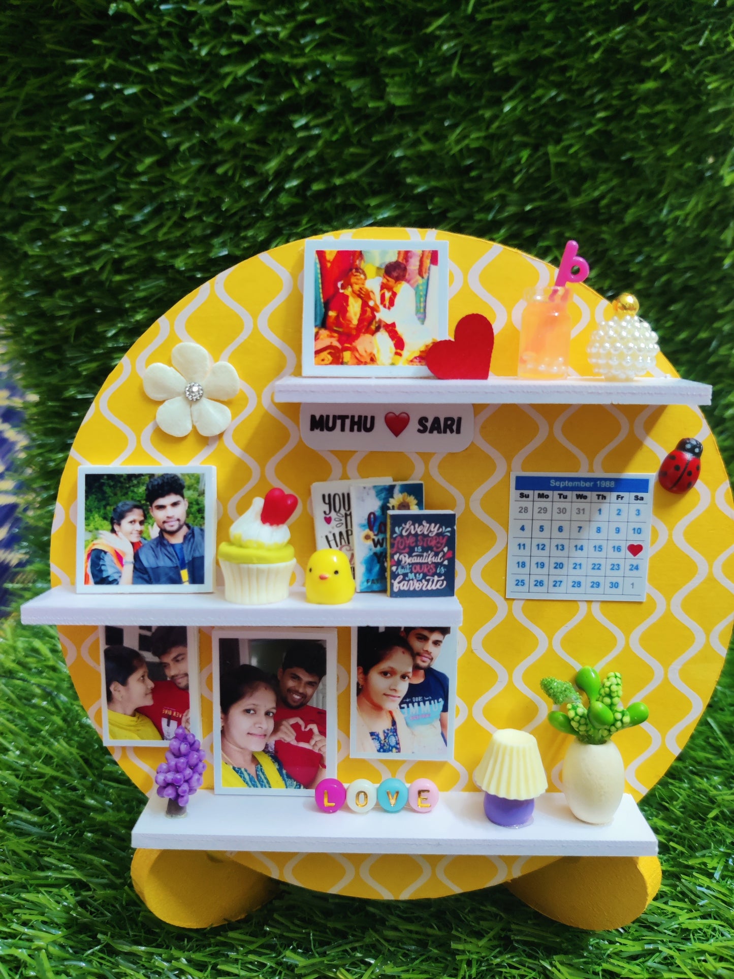 Desktop Decor - Customized 6"square with stand (Love)