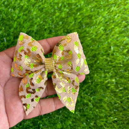 Beige Leopard Sailor Bow