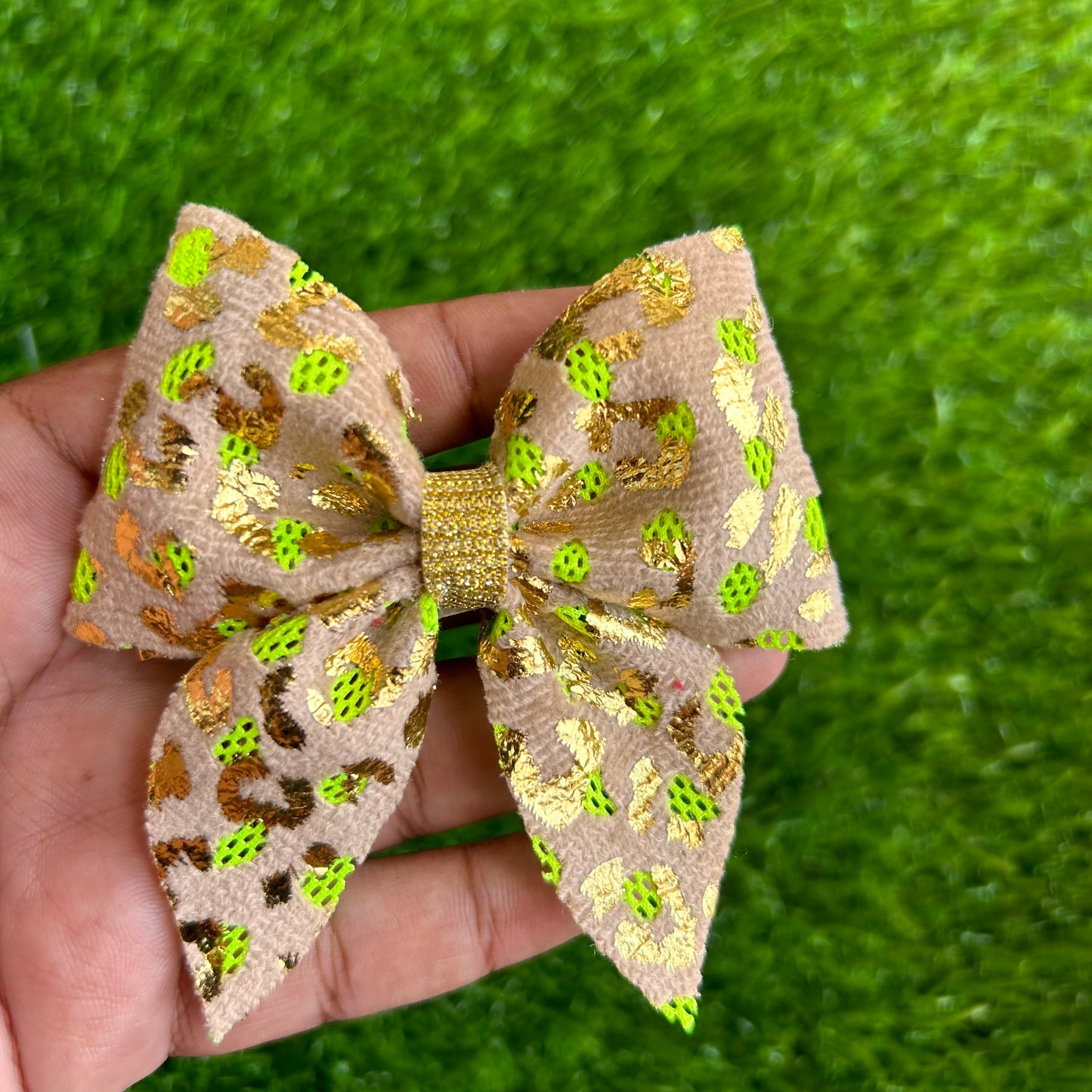 Beige Leopard Sailor Bow
