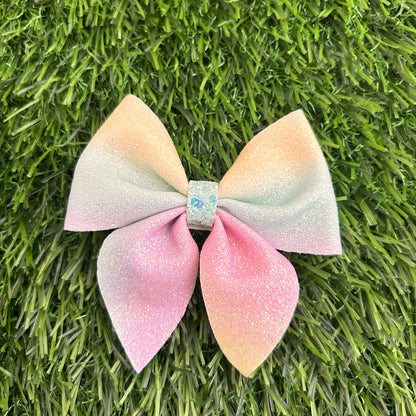 Rainbow Glitter Sailor Bow