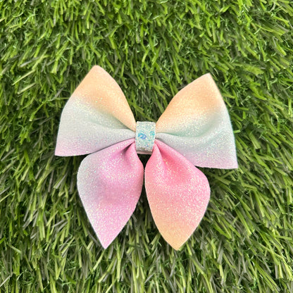 Rainbow Glitter Sailor Bow