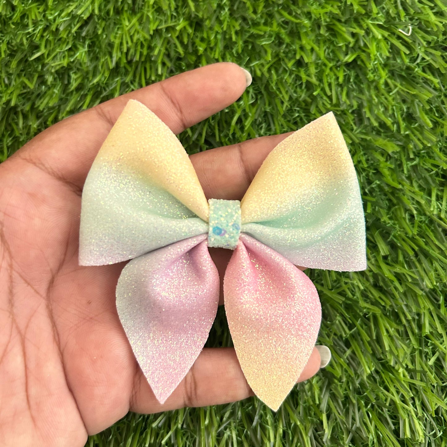 Rainbow Glitter Sailor Bow