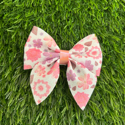 Pink Floral Sailor Bow