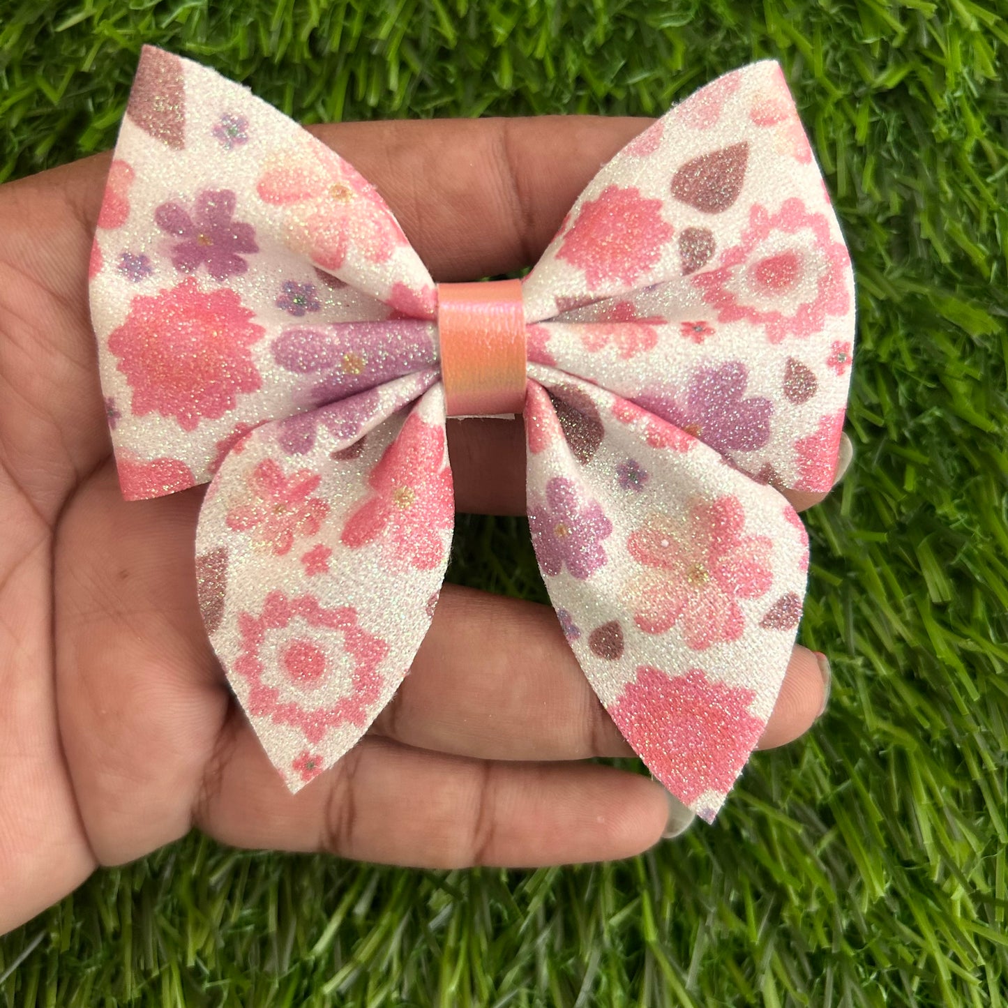 Pink Floral Sailor Bow