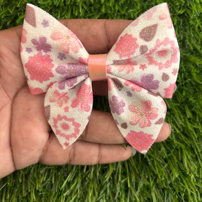 Pink Floral Sailor Bow