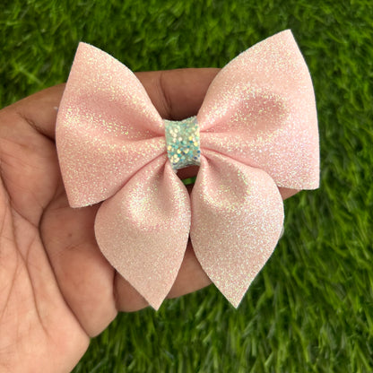 Pink Glitter Sailor Bow